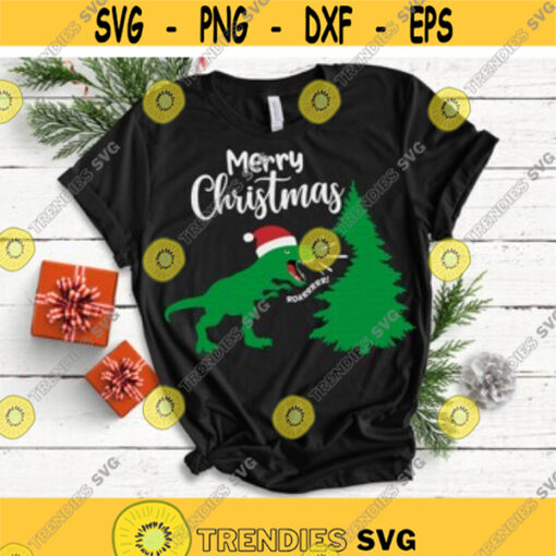 Christmas svg Christmasaurus svg T Rex svg Dinosaur svg Winter svg Funny Christmas svg dxf png Print Cut file Cricut Silhouette Design 6.jpg