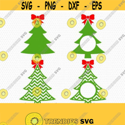 Christmas tree monogram with bow SVG monogram Christmas SVG Cutting File Svg CriCut Files svg jpg png dxf Silhouette cameo Design 195