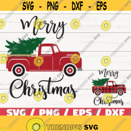 Christmas truck tree SVG Merry Christmas SVG Cricut Cut File Clip art Silhouette Truck tree retro vintage Winter Vector Design 146