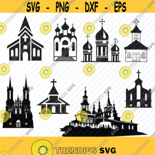 Church SVG Bundle Christian Vector Images Silhouette Clip Art Churches SVG Files For Cricut Eps Png dxf ClipArt Religious svg Design 462