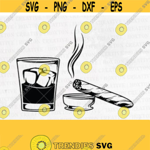 Cigar and Glass Svg Tobacco Svg Cigar Smoking Svg Cigarette Svg Whiskey Svg Smoking Cigarette Cutting FileDesign 87