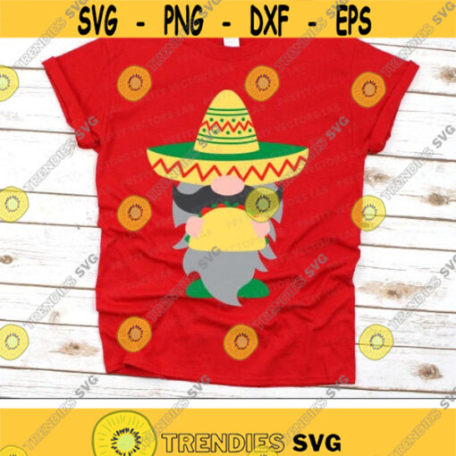 Cinco de Mayo Gnome Svg Fiesta Cut Files Funny Gnome with Taco Svg Mexican Hat Svg Cinco de Mayo Svg Dxf Eps Png Silhouette Cricut Design 1169 .jpg
