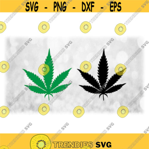Clipart Realistic Marijuana Leaf Green and Black Versions Cannabis Indica Hemp Ganja Weed Pot Hash Digital Download SVG PNG Design 650