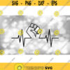 Clipart for Causes Black Lives Matter Electrocardiogram EKGECG Heartbeat or Heart Rate w Black Power Fist Digital Download svg png Design 839