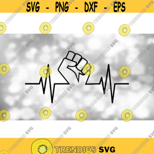 Clipart for Causes Black Lives Matter Electrocardiogram EKGECG Heartbeat or Heart Rate w Black Power Fist Digital Download svg png Design 839