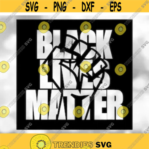 Clipart for Causes Black Lives Matter Words and Black Power Fist Knockout Cutout of Black Rectangle PrintCut Digital Download SVG PNG Design 283