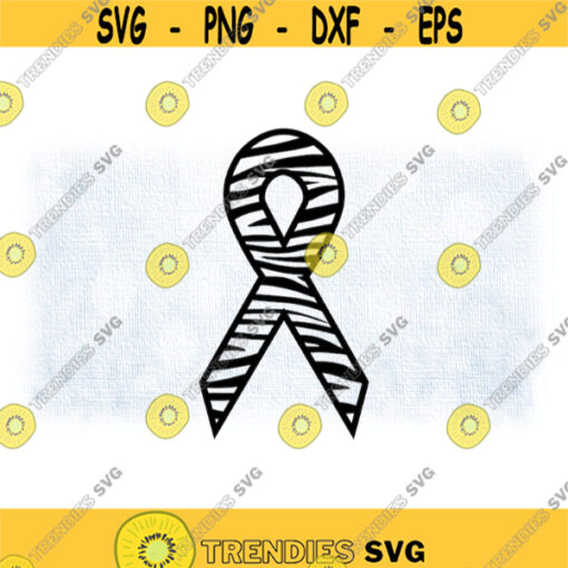 Clipart for Causes Black Striped Zebra Awareness Ribbon Rare Cancers Diseases Like Neuroendocrine and EDS Digital Download svg png Design 239
