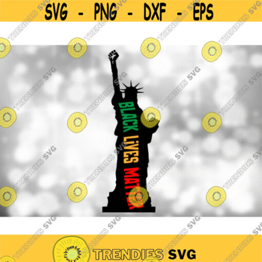 Clipart for Causes Statue of Liberty with Black Power Fist and Black Lives Matter Rasta Colors African Style Digital Download SVG PNG Design 1070