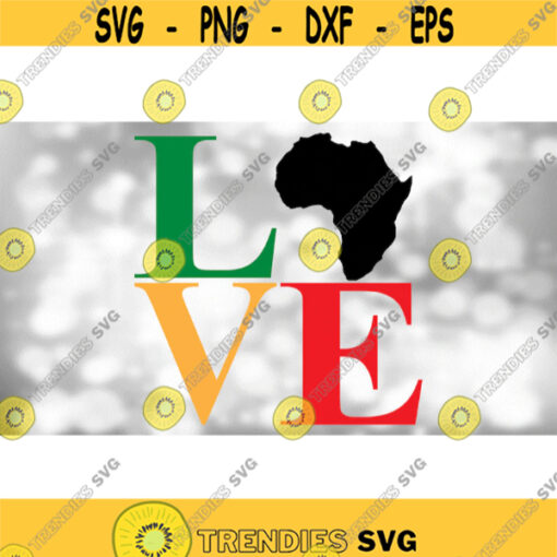 Clipart for Causes Word Love in NY NY Style Format w Africa Silhouette Letter 0 Rasta Red Green Yellow Digital Download svg png Design 1114