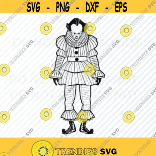 Clown SVG Files Vector Images Silhouette kids clown Clipart SVG Image For Cricut Stencil SVG Eps Png Dxf Clip Art scary clown image Design 379