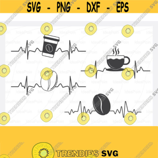 Coffee Heartbeat SVG Heartbeat svg Coffee svg Coffee Addiction svg coffee mug svg coffee lover svg coffee Silhouette Svg Dxf Png