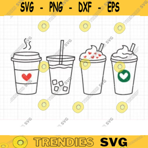 Coffee SVG Cute Iced Coffee To Go Line Art SVG DXF Cut Files for Cricut or Silhouette Clipart Clip Art copy