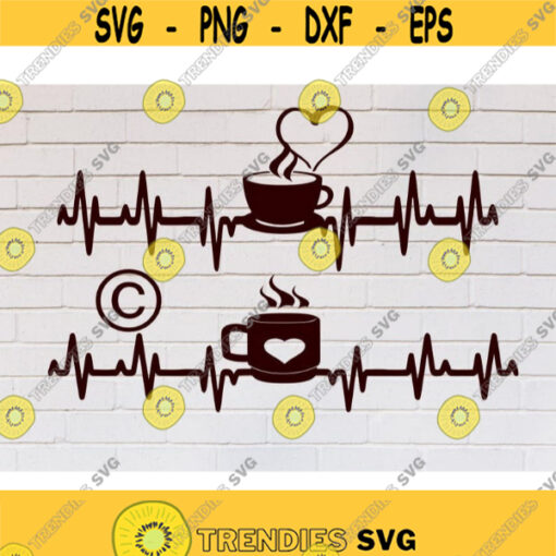 Coffee svg coffee mug svg coffee cup svg ekg svg coffee lover svg love svg heartbeat svg iron on clipart SVG DXF eps png Design 560