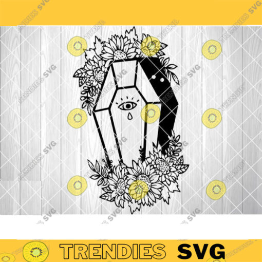 Coffin SVG Files Coffin With Sunflowers svg Halloween svg Sunflowers Design Instant Download File for Cricut Silhouette Svg Dxf Png Eps 656 copy