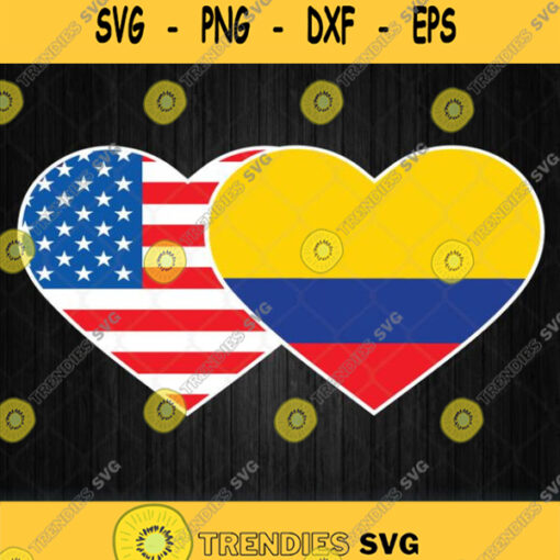 Colombia Flag Svg Colombian American Heart Svg Png Dxf Eps