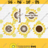 Colored Sunflower SVG for Black Bundle Sunflower SVG Flower Svg Monogram Svg Half Sunflower Svg Sunflower Svg Files Cut CricutDesign 349