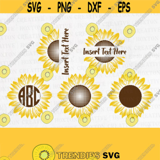 Colored Sunflower SVG for Black Bundle Sunflower SVG Flower Svg Monogram Svg Half Sunflower Svg Sunflower Svg Files Cut CricutDesign 349