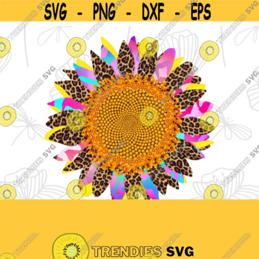 Colorful Tie dye Leopard Sunflower Sublimation Png Sunflower png Sunflower Sublimation Designs Digital Download Sublimation Designs PNG Design 380
