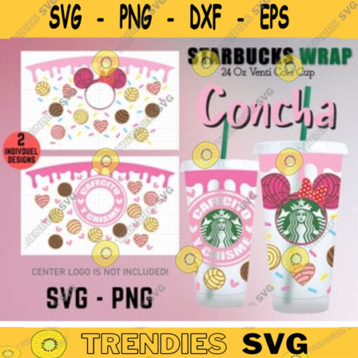 Concha Bundle svg Concha Mouse Starbucks Cup Svg File For CricutCafecito y ChismeConcha pan dulce Mexican Bread Hearts CupCold Cup 24 Oz 34