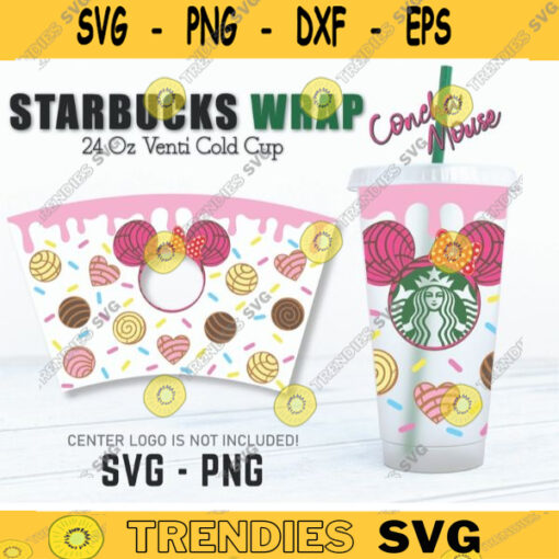 Concha Mouse Starbucks Cup Svg File For Cricut Cafecito y Chisme Concha pan dulce Mexican Bread Hearts CupCold Cup 24 Oz Digital Download 77