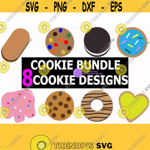 Cookie bundle. Cookie svg. Sandwich cookie. Chocolate chip cookie. Rainbow chip cookie. Animal cracker. Sugar cookie. Design 600