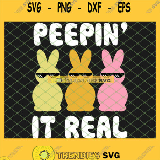 Cool Bunnies Dancing Together Peepin It Real Easter Day SVG PNG DXF EPS 1