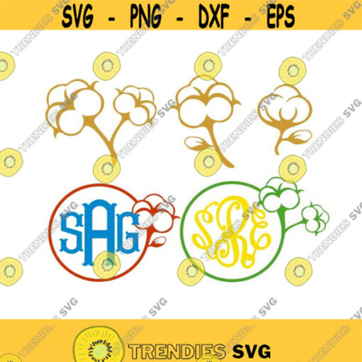Cotton Flower Frame Monogram Cuttable Design SVG PNG DXF eps Designs Cameo File Silhouette Design 1144