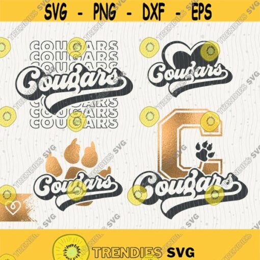 Cougars Svg School Spirit Bundle Svg Retro Design Cougar Pride Png Cougars Cheer Svg Baseball Cougars Paw Basketball Cricut Svg Cut File Design 646