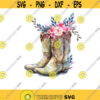 Country Cowgirl Boots Boho Flower Feather clipart Sublimation designs downloads waterslide sublimation graphics designs PNG JPG