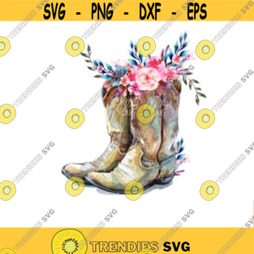 Country Cowgirl Boots Boho Flower Feather clipart Sublimation designs downloads waterslide sublimation graphics designs PNG JPG