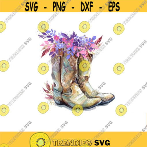Country Cowgirl Boots Boho Flower clipart Png Jpg instant download waterslide sublimation graphics