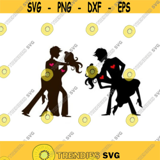 Couple Dancing Heart Love wedding Valentines Day Cuttable SVG PNG DXF eps Designs Cameo File Silhouette Design 491