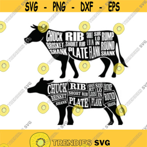 Cow Butcher Meat Cuttable Design SVG PNG DXF eps Designs Cameo File Silhouette Design 36