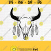 Cow Skull with Feathers Svg File Boho Svg Feathers Skull Svg Longhorn Skull Svg Cow Skull Svg Cow Skull Feathers Cut FileDesign 675