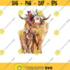 Cow and calf with flower crown Watercolor highland cow Watercolor cow Farm clipart Heifer PNG Sublimation designs download tumbler PNG