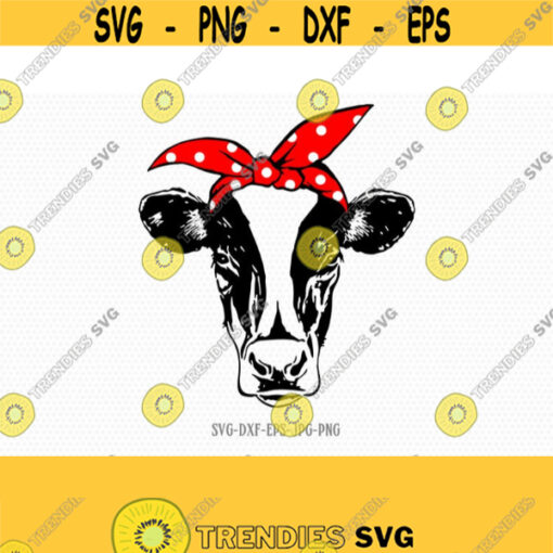Cow svg Heifer Svg Cow Face SVG Cow with Bandana Svg Cricut Silhouette Cut File svg dxf eps Design 245