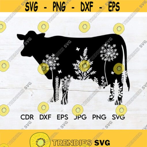 Cow svg cut file instant download mandala cow clipart vector floral cow clipart design cow silhouette Design 176