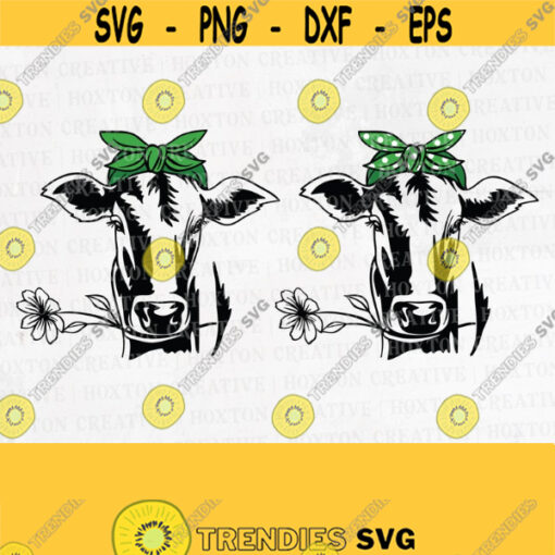 Cow with Bandana Svg File Calf Svg Cow Svg Bandana Svg Funny Cow with Flower Svg Cutting FileDesign 276