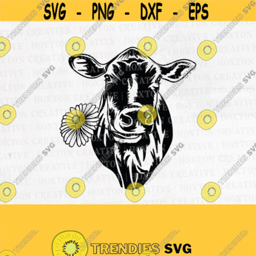 Cow with Flower Svg File Calf Svg Cow Svg Flower Svg Funny Cow with Flower Svg Cutting FileDesign 599