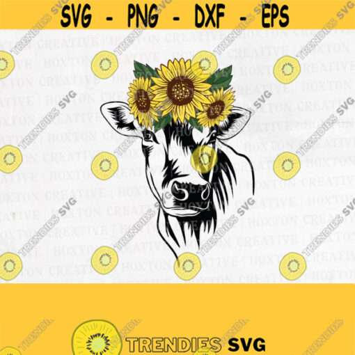 Cow with Sunflowers Svg File Heifer Svg Cow Svg Cow with Flowers Svg Sunflower Svg Cutting FileDesign 97
