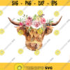 Cow with flower crown Watercolor highland cow Watercolor cow Farm clipart Heifer PNG Sublimation designs downloads PNG JPG