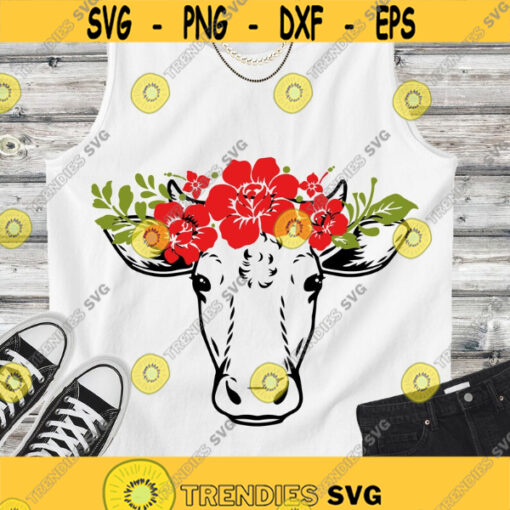 Cow with flowers SVG Cow SVG Red Flowers bouquet SVG