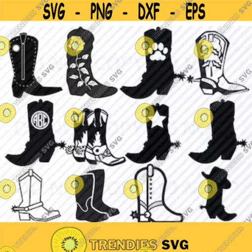 Cowboy Boots Bundle SVG Files For Cricut Western svg Clipart Dog Paw Cowboy boot silhouette Files SVG Image Eps Png Dxf Stencil Clip Art Design 43
