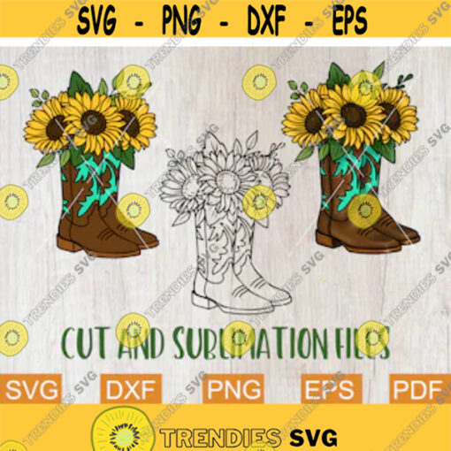 Cowboy Boots Svg Cowboy Boots with Sunflowers Svg Sublimation Design Printable Art Western Svg Cowboy Sublimation Sunflower Png Design 139.jpg