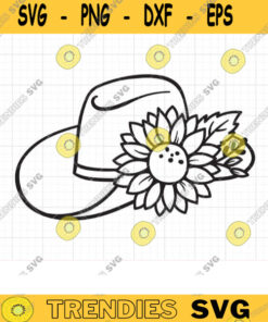 Cowboy Hat Svg Floral Cowboy Hat with Flower Svg Dxf Western Texas Cowboy Hat Woman Girl Country Cowboy Hat with Sunflower Svg Cut File copy