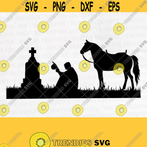 Cowboy with Horse Kneeling Praying Svg File Memorial Cross Svg Cowboy Svg Cowboy Clipart Cutting FilesDesign 743