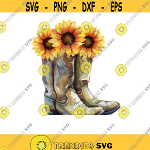 Cowgirl boots png Cowgirl boots with Sunflowers Sublimation designs downloads watercolor boots boots PNG cowgirl png printable tshirt