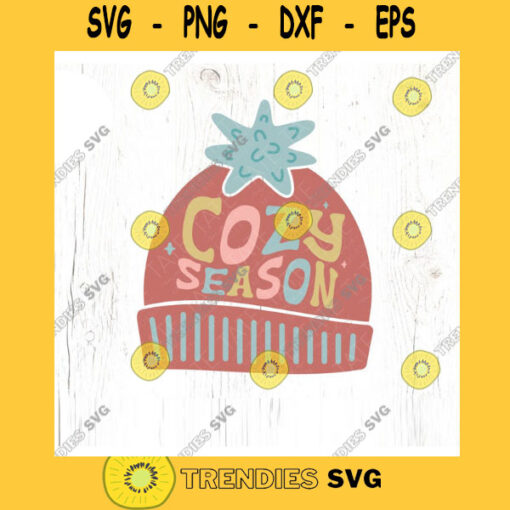 Cozy Season Retro beanie hat SVG cut file cozy vibes PNG sublimation winter mug svg cute holiday decor svg Commercial Use Digital File