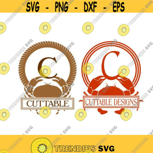 Crab Frame Monogram Ocean Cuttable Design SVG PNG DXF eps Designs Cameo File Silhouette Design 772