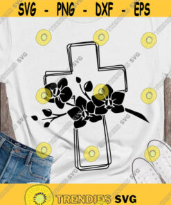 Cross SVG Cross with flowers SVG Religious design Digital cut files